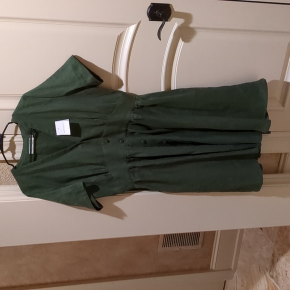 Green linen sundress - handmade by seamstress (Mantaikotai on Etsy) 14/16 XL - Picture 3 of 10